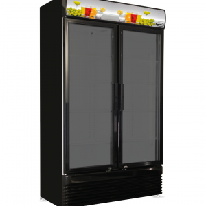 Armoire réfrigérée à boisson positive +2/+8°C noire 2 portes battantes