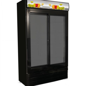 Armoire réfrigérée à boisson positive +2/+8°C noire 2 portes coulissantes