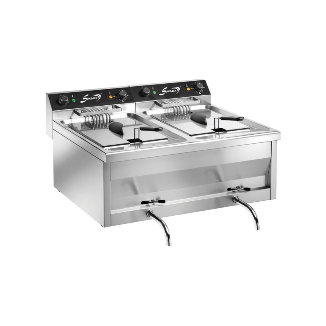 Friteuse à poser 2 x 9 litres - 600x540x410mm - 2 x 6 kW Triphasé 400V