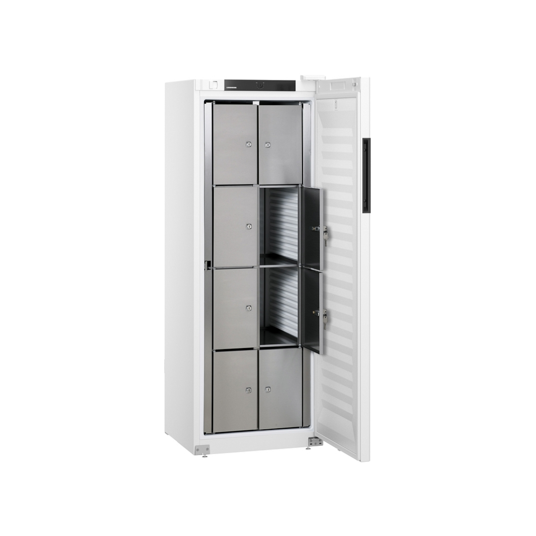 Armoire réfrigérée à 8 casiers avec serrure positive ventilée en epoxy blanc 1 porte - 327 litres