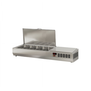 Présentoir à ingrédient couvercle inox 5 x GN 1/3 réfrigérée positive 0/+8°C - 1345x396x436mm