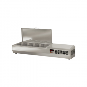 Présentoir à ingrédient couvercle inox 5 x GN 1/4 réfrigérée positive 0/+8°C - 1345x336x436mm