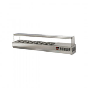 Présentoir à ingrédient vitré 8 x GN 1/4 réfrigérée positive 0/+8°C - 1795x336x436mm