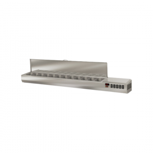 Présentoir à ingrédient couvercle inox 10 x GN 1/4 réfrigérée positive 0/+8°C - 2245x336x436mm
