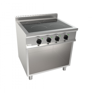 Cuisinière à induction 4 feux sur meuble ouvert 800x700x850mm