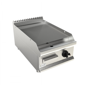 Plaque à snacker rainurée chromée à gaz à poser 400x700x270mm
