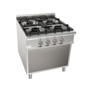 Cuisinière gaz sur meuble ouvert 4 feux 800x900x850mm 29,6kW
