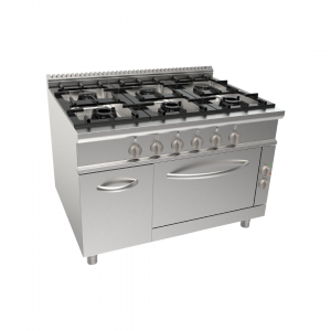 Cuisinière gaz sur four électrique 6 feux 1200x900x850mm 44,4kW