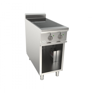 Cuisinière à induction 2 feux sur meuble ouvert 400x900x850mm 7kW 400V