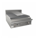 Plaque à snacker lisse et rainurée chromée à gaz à poser 800x900x270mm
