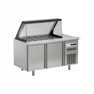 Meuble salade-bar avec vitre frontale rabattable réfrigérée positive 0/+8°C gamme TOP - 1495x800x870/1490mm