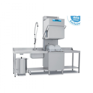Lave vaisselle à capot RIVER - Panier 500x500mm - Passage : 465mm - avec condenseur à buée - avec pompe de vidange et adoucisseur en continu - Triphasé 400V