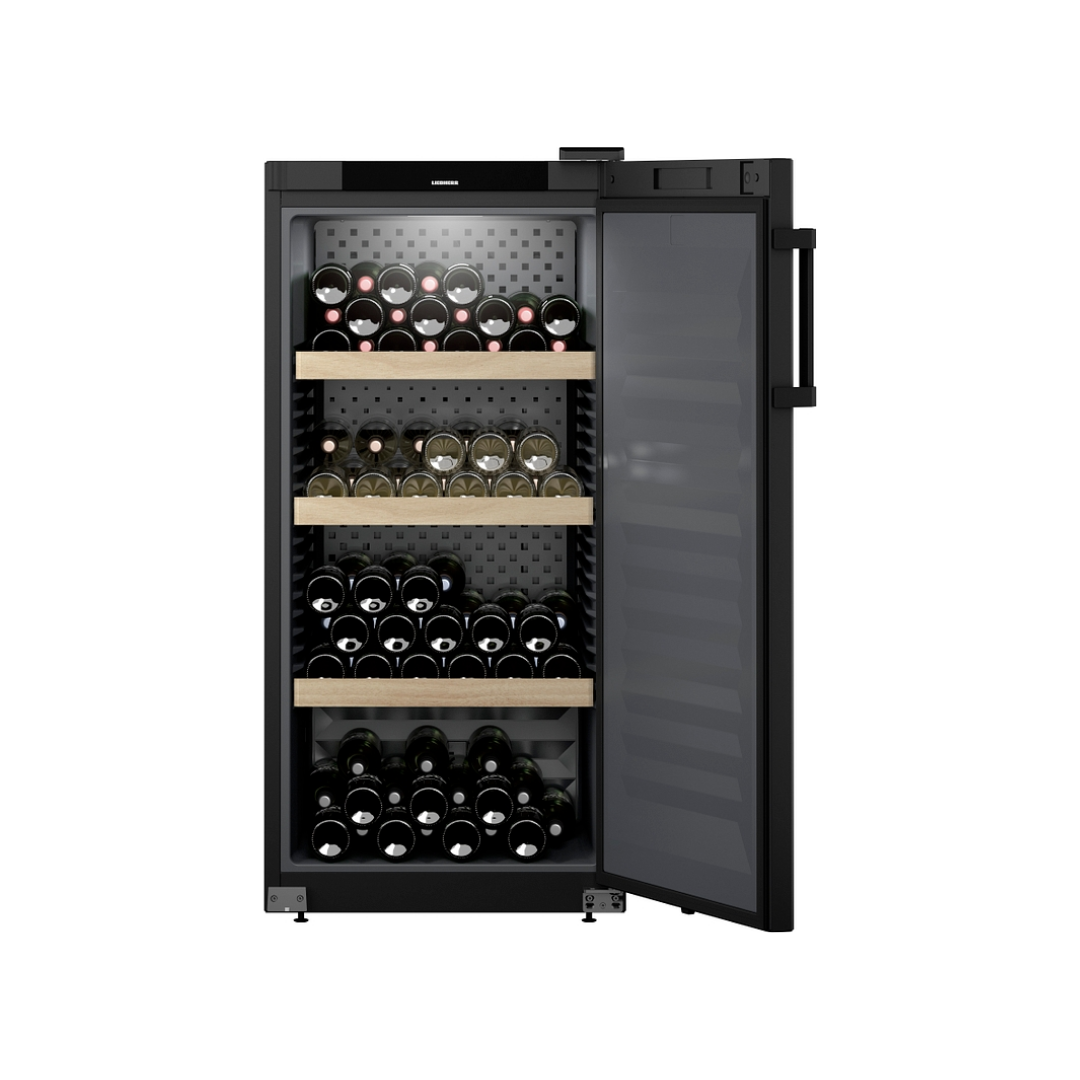 Cave à vin de vieillissement CONFORT en epoxy noir mat 1 porte- 141 bouteilles