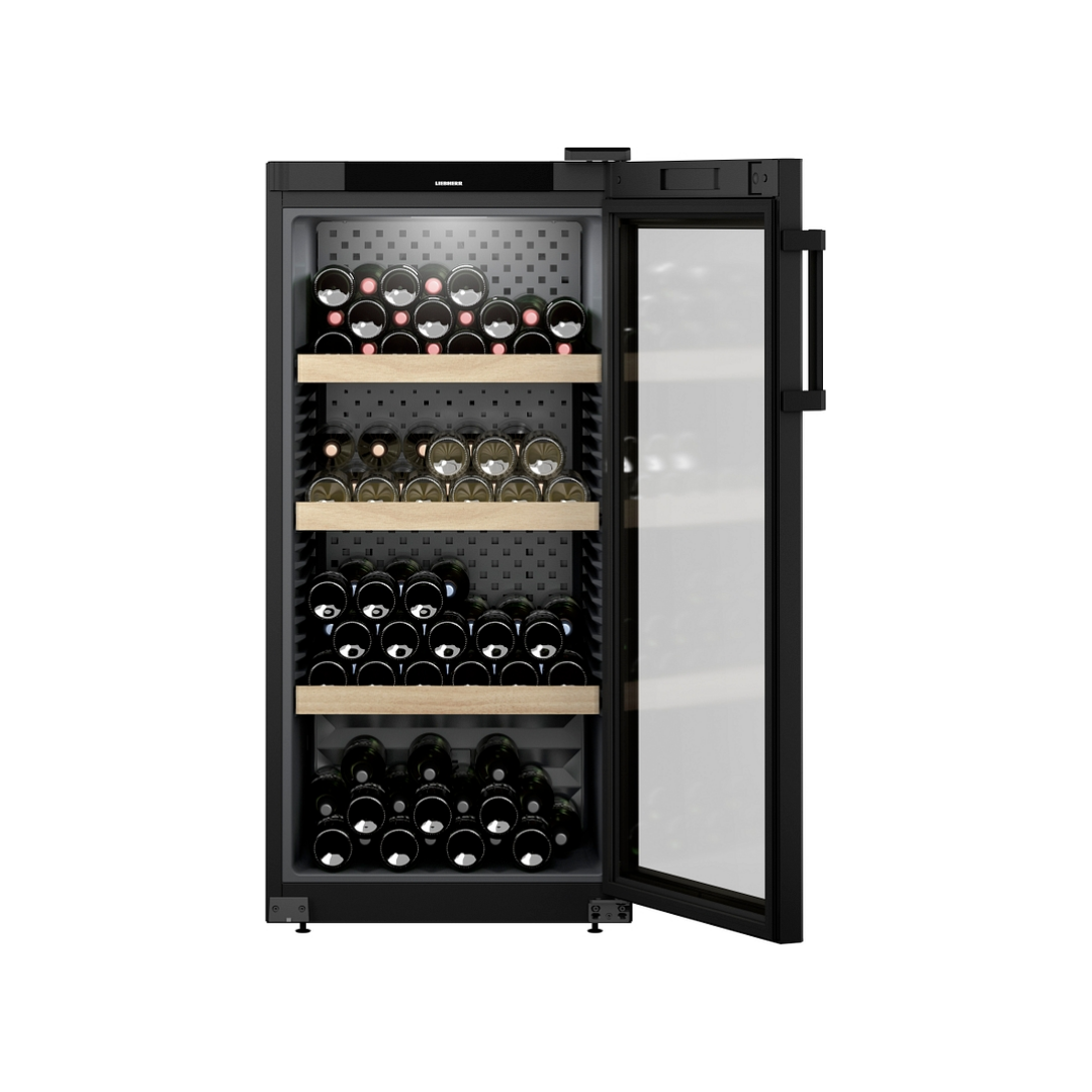 Cave à vin de vieillissement CONFORT en epoxy noir mat 1 porte vitrée - 141 bouteilles