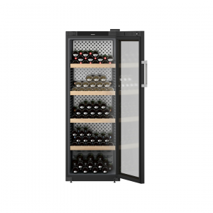 Cave à vin de vieillissement PREMIUM en epoxy noir mat 1 porte vitrée - 196 bouteilles